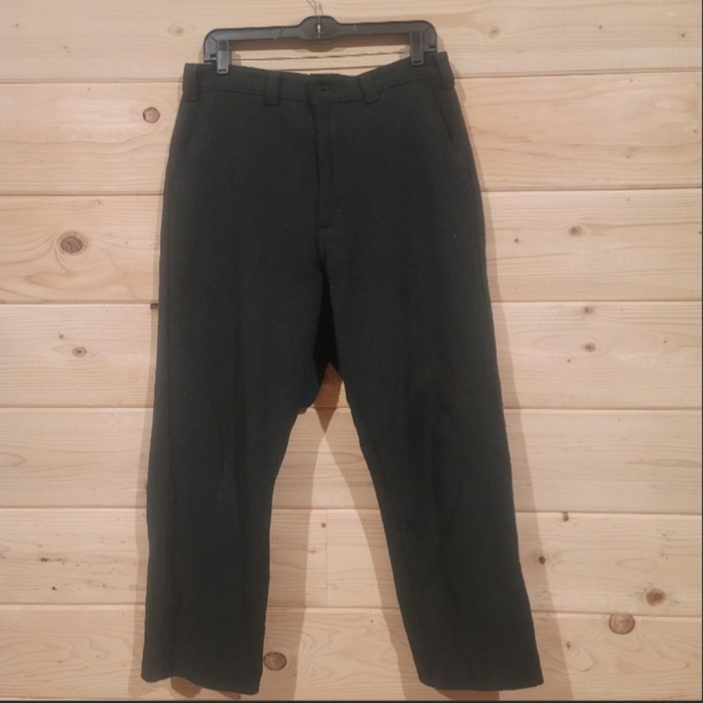 Vintage Codet Green 75% Wool Blend Pants Size 36x27 Leg Have Been Hem To 27